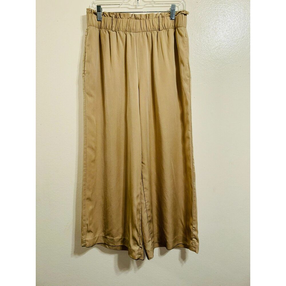 Ann Taylor Women's Wide Leg Cropped Pants Size M Paperbag Waistband No Belt